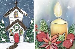 The image for NEW! Snowy Chapel OR Poinsetta