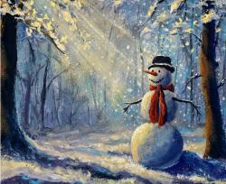 The image for NEW! Snowman in Sunny Woods