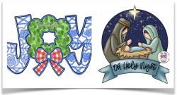The image for DHR Kids Christmas Fundraiser at Goat Island @ Cotton Creek! Choose JOY or Nativity Door Hangers!