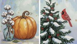 The image for NEW! Pumpkin & Cotton Blossoms or Cardinal