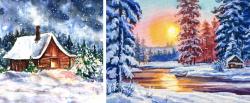 The image for NEW! Snowy Cabin or Icy Sunset Stream